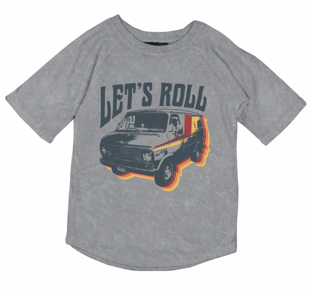 Tiny Whales - Let's Roll SS Raglan in Mineral Slate