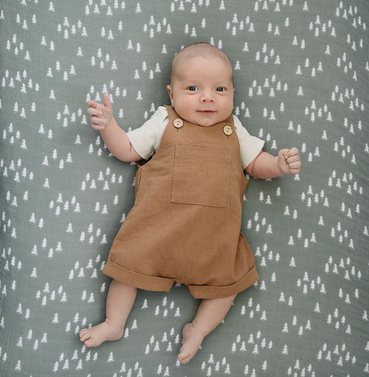 Mebie Baby Linen Overalls in Honey Roman & Leo Cool, Trendy Boys