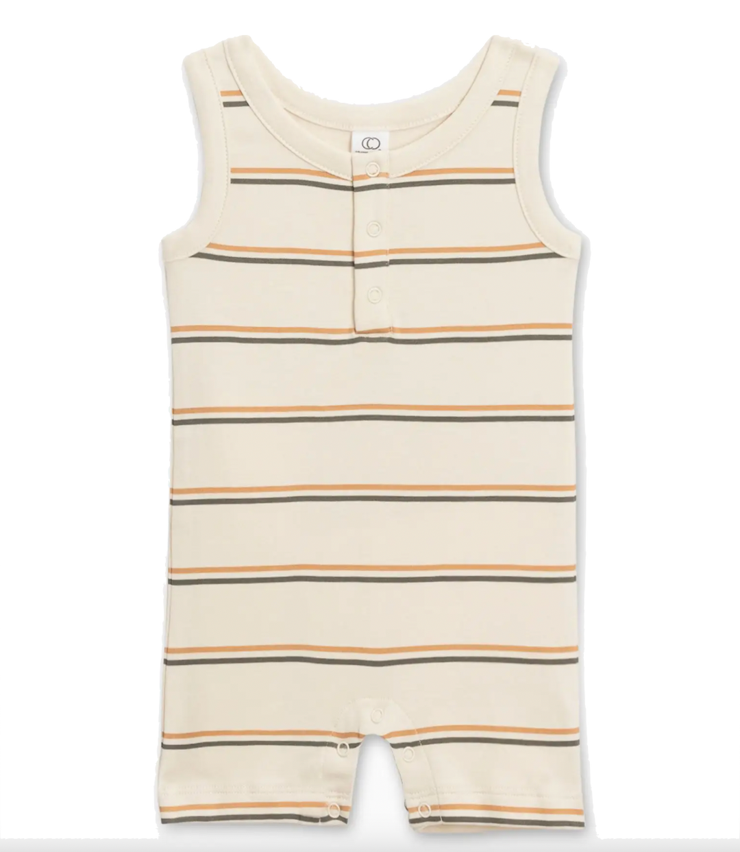 Colored Organics - Henley Tank Shorts Romper in Pewter/Tan Stripes