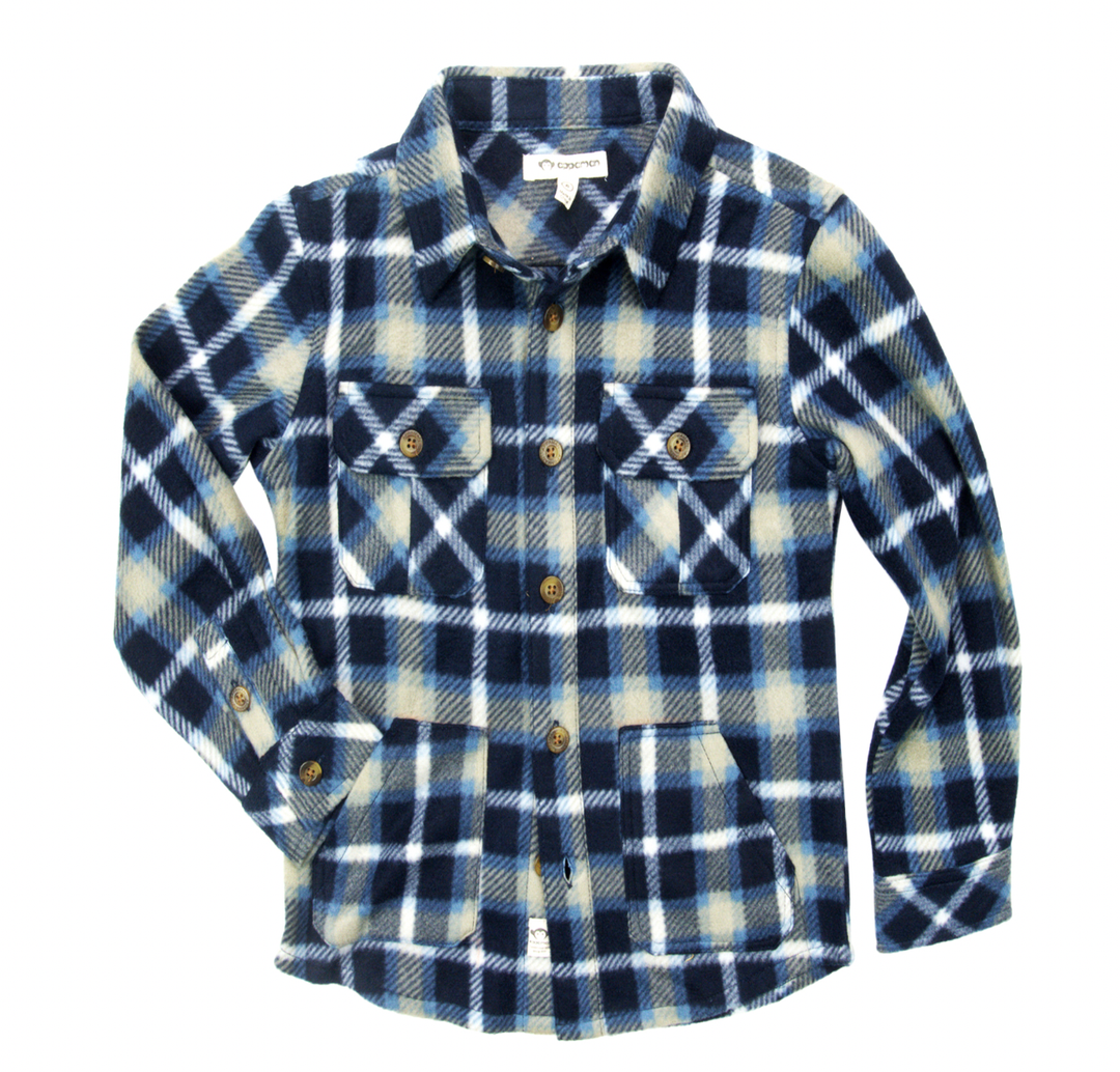 Appaman - Boys Snow Fleece Shirt in Blue/Tan Plaid
