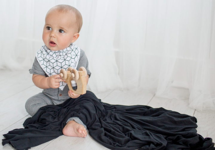 Copper Pearl - Stretch-Knit Swaddle Blanket - Midnight Black