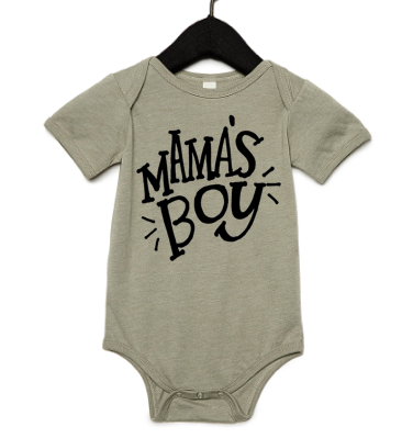 Roman & Leo - Mama's Boy Baby Onesie in Stone