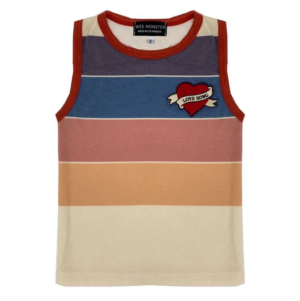 Wee Monster Love Song patch striped tank