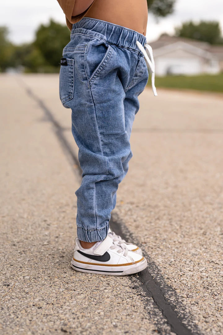 Little Bipsy - Chino Joggers in Blue Denim (4/5)