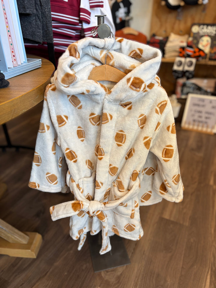 Petit Lem - Plush Hooded Foodball Robe in Light Grey