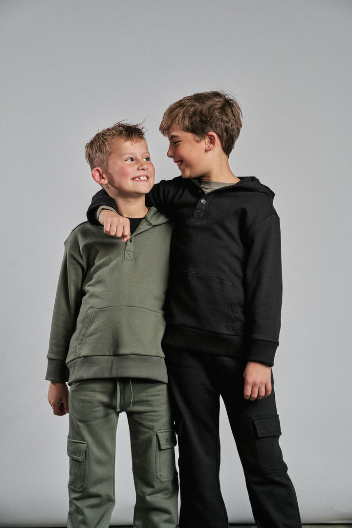 Little Bipsy - Henley Hoodie in Black