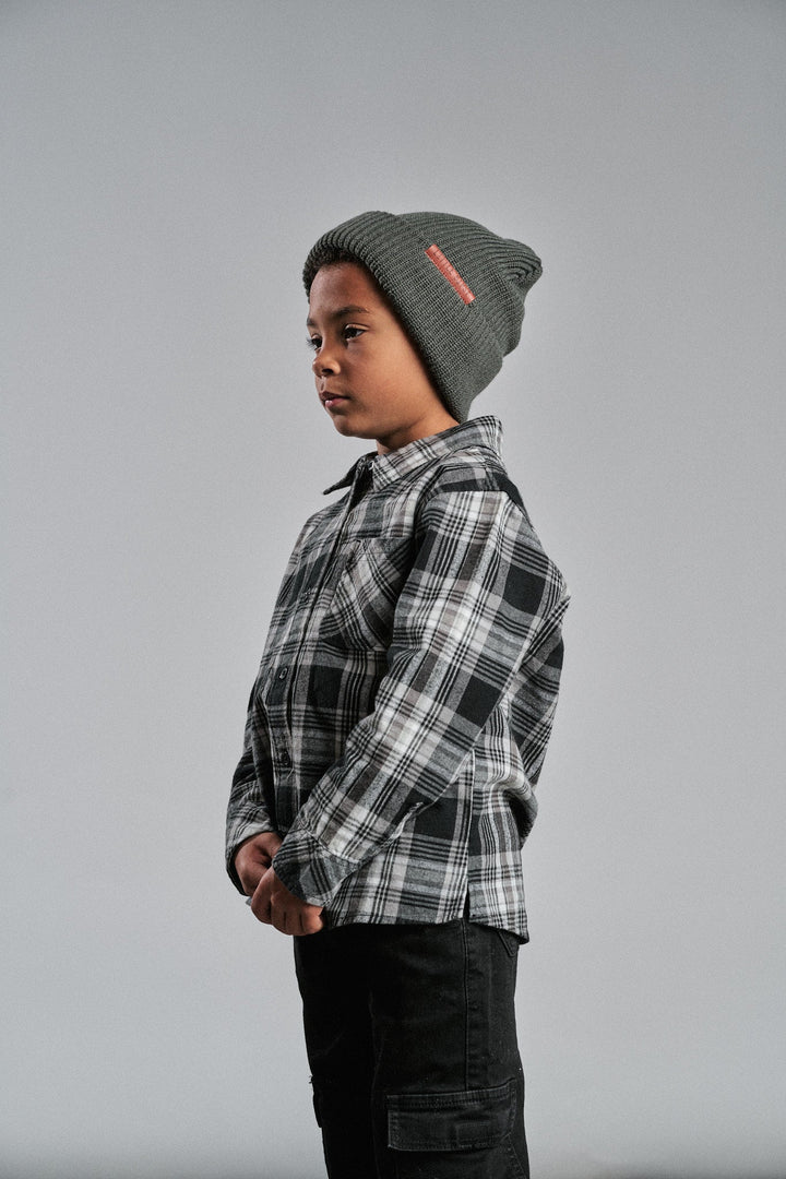 Little Bipsy - Boys Plaid Button Up Shirt in Black/White (4-5 and 5-6)