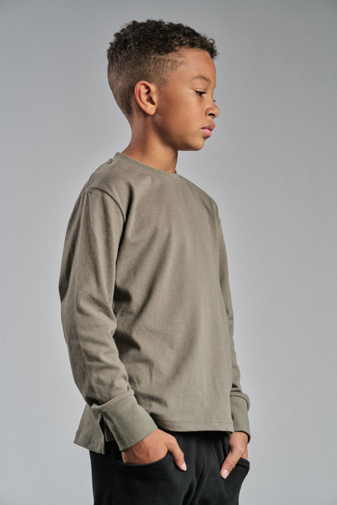 Little Bipsy - Long-Sleeve Elevated Tee in Army Green