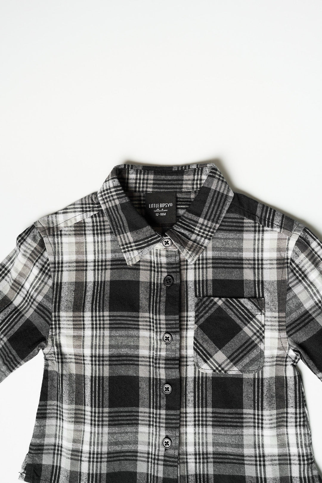 Little Bipsy - Boys Plaid Button Up Shirt in Black/White (4-5 and 5-6)