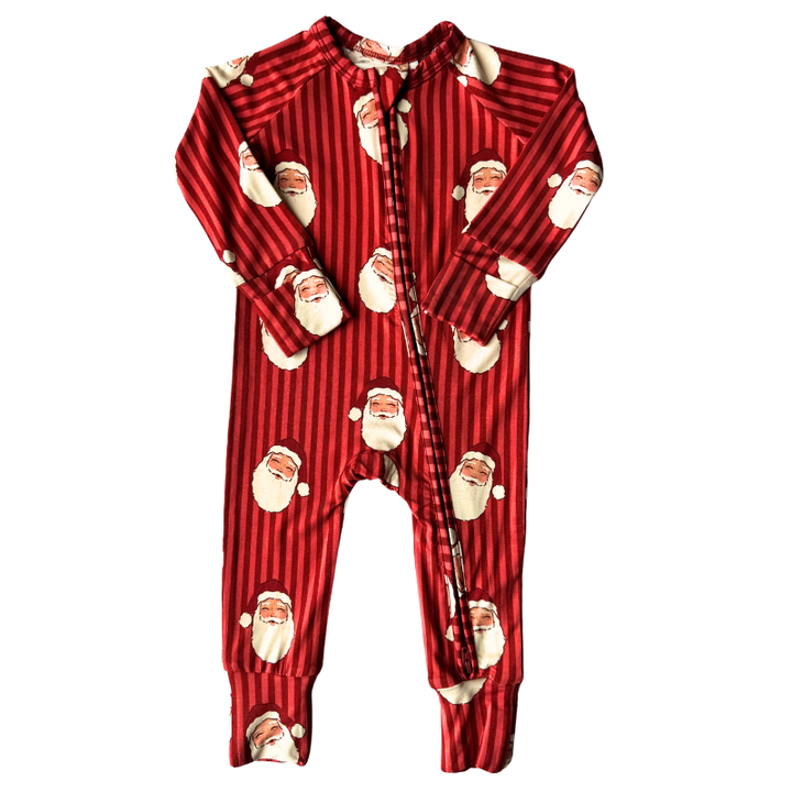 In My Jammers - Santa Zipper Romper in Red