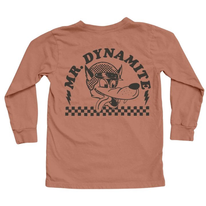 Tiny Whales - 'Mr. Dynamite' Front/Back Graphic LS Tee in Brick