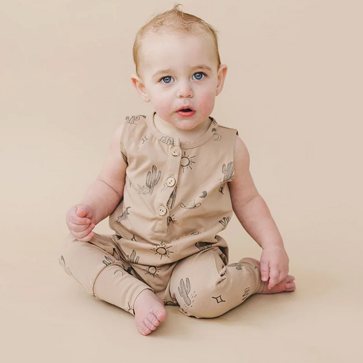 Mebie Baby - Western Tank Romper in Sand