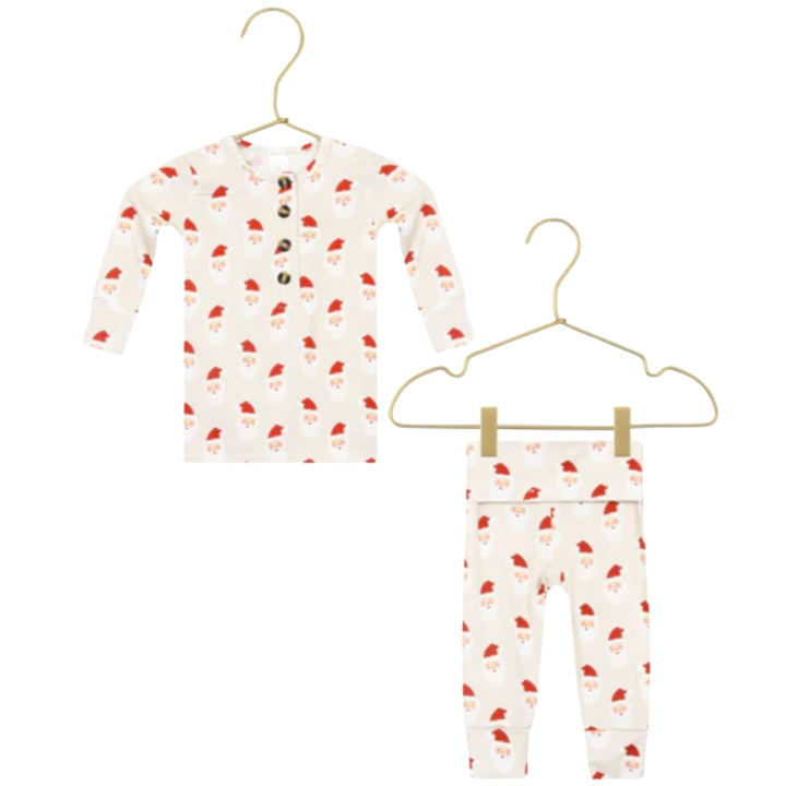 Lou Lou & Co - Infant Santa Baby Top + Bottom Set in Light Taupe