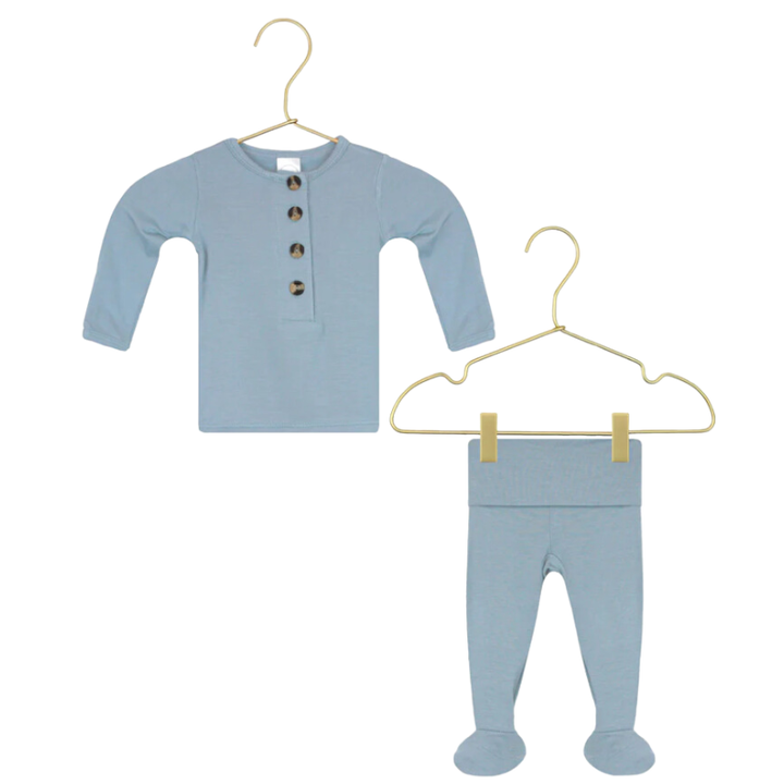 Lou Lou & Co - Infant Leo Top + Bottom Set in Dusty Blue