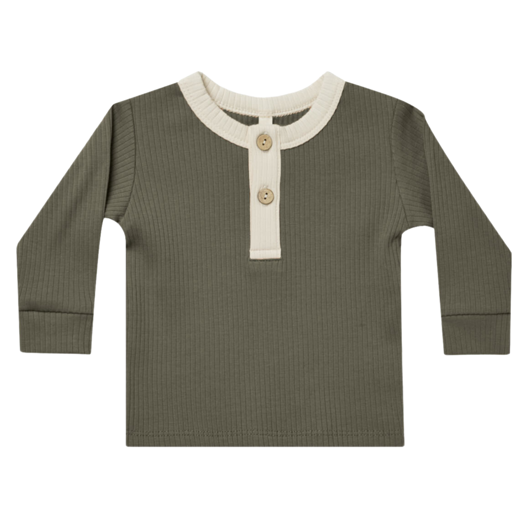 Quincy Mae ribbed henley forest