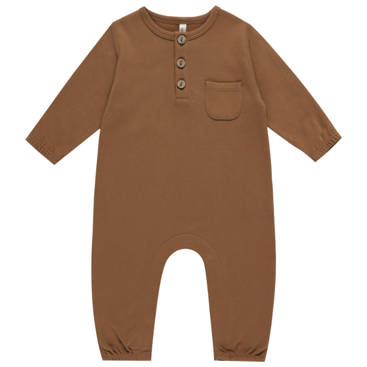 Quincy Mae - Long Sleeve Pocket Jumpsuit in Cinnamon