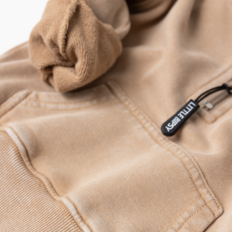 Little Bipsy - Quarter Zip Hoodie in Beige Wash