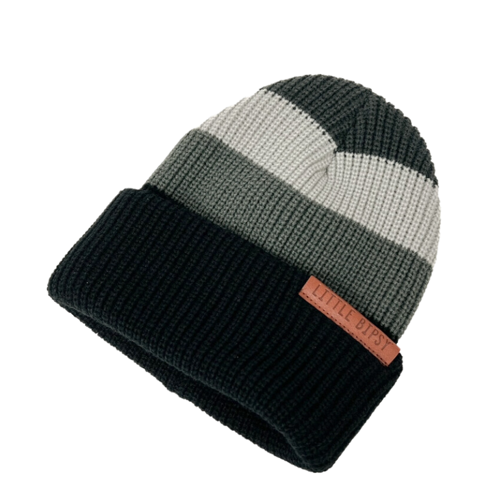 Little Bipsy - Chunky Knit Beanie in Block Stripe