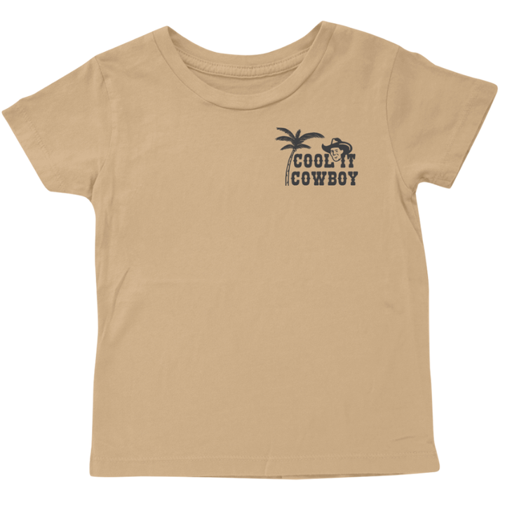 Tiny Whales - Cool It Cowboy Tee in Sand (Front/back graphic)