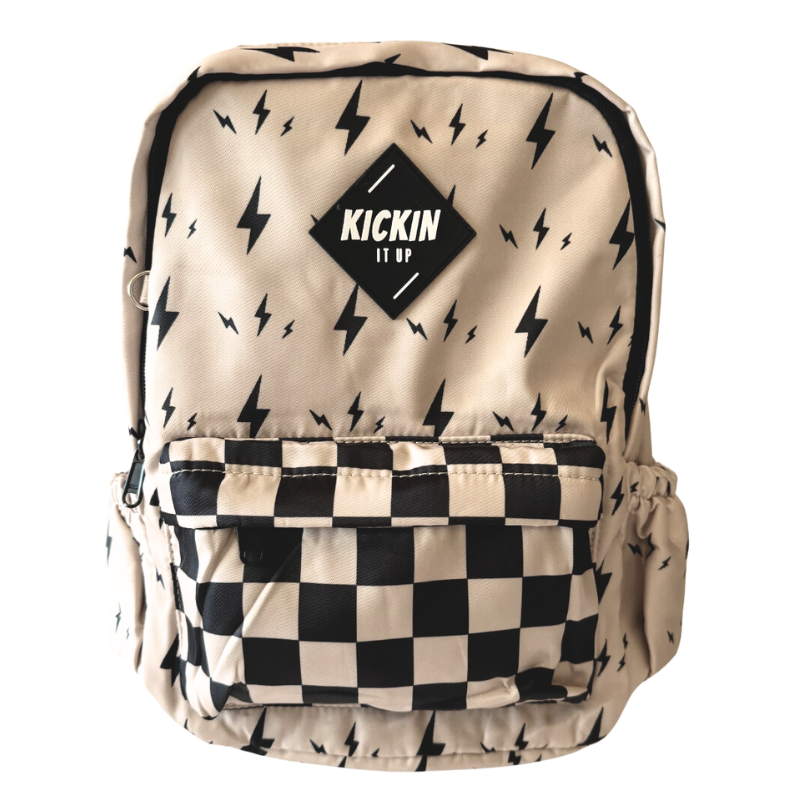 Kickin it up backpack in beige and black