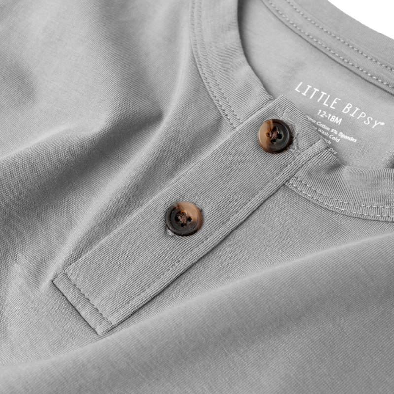 Little Bipsy - Jersey Henley Tee in Hazy Grey