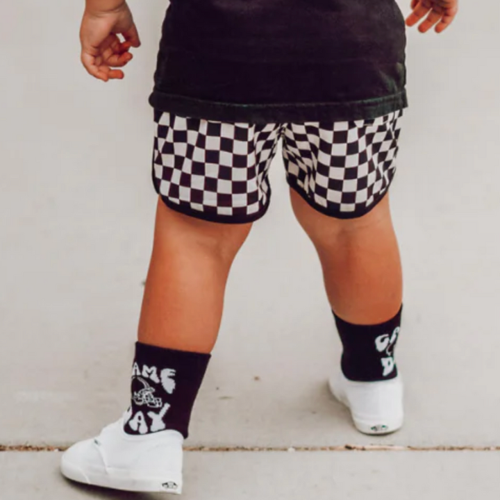 Knuckleheads - Checkered Swim Shorts in Black/White