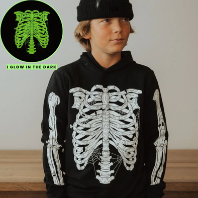 Rags - Kids Skeleton Hoodie in Black