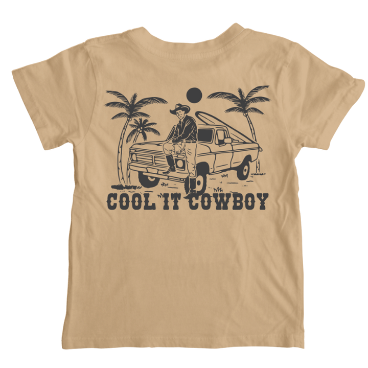 Tiny Whales - Cool It Cowboy Tee in Sand (Front/back graphic)