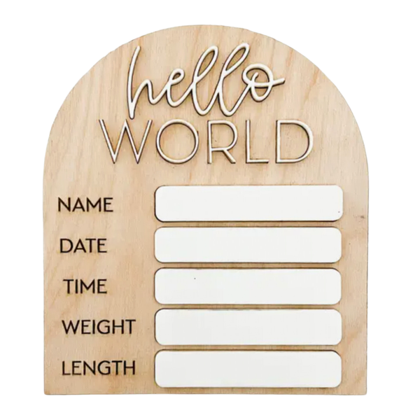 Sunny Nest Decor - Arch Hello World Newborn Sign