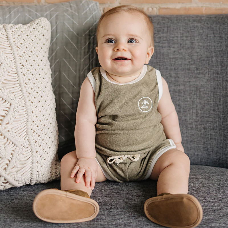 Mebie Baby - Terry Cloth Short Set in Palm Green