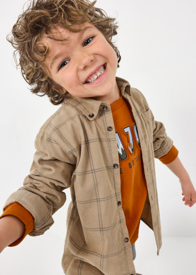 Mayoral - Boys Corduroy Button-Up in Mushroom