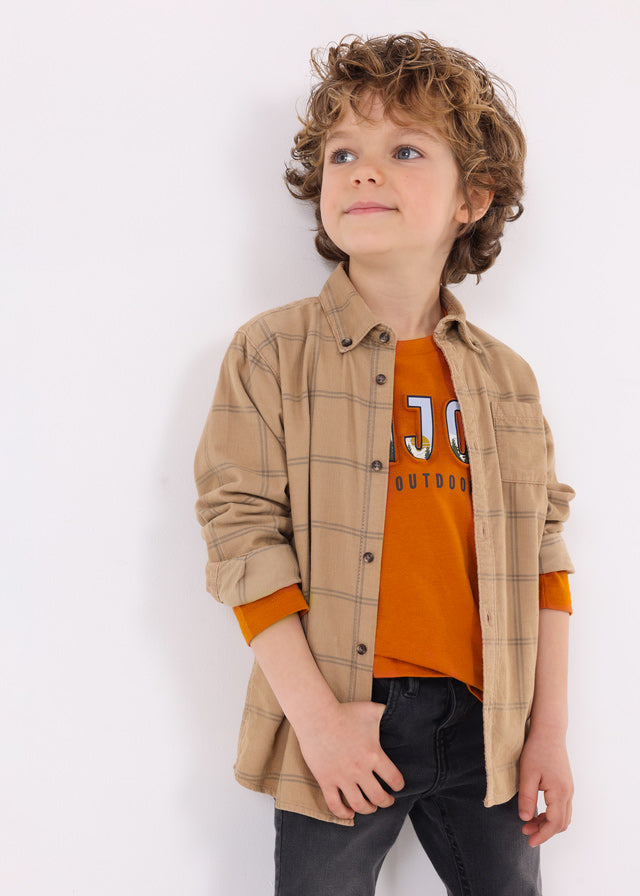 Mayoral - Boys Corduroy Button-Up in Mushroom