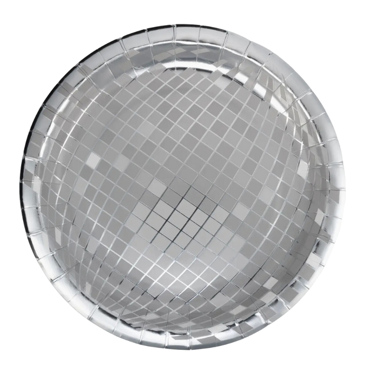 Disco Ball 9" Plate in Silver - Set of 8