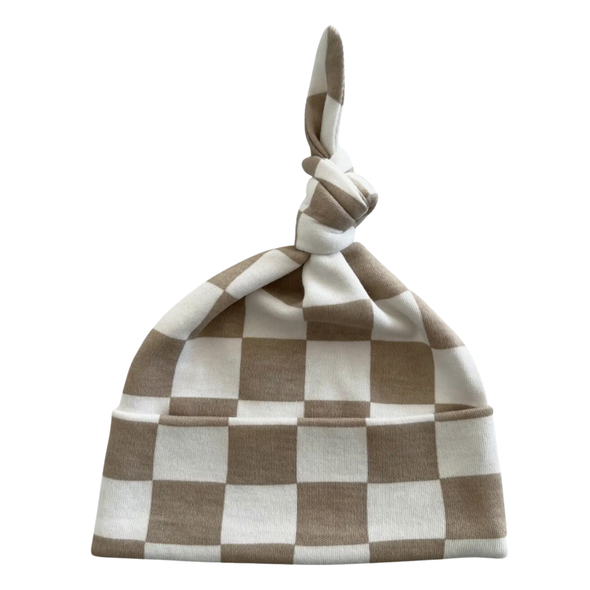 SIIX - Organic Knotted Hat in Tiramisu Checkers
