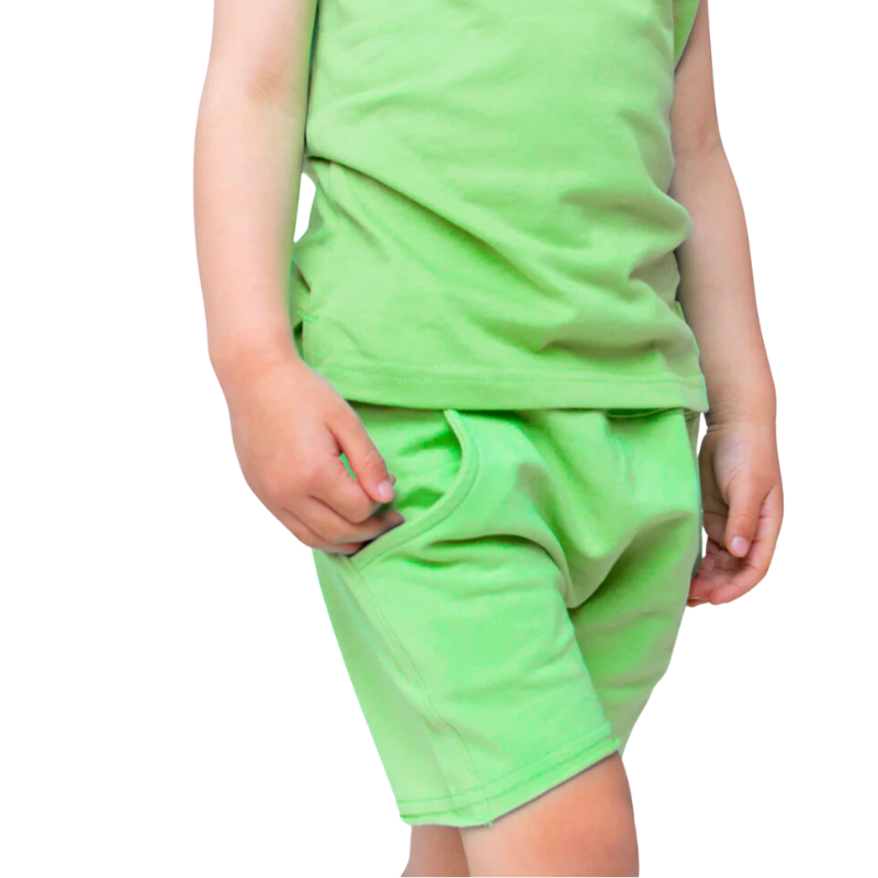 Little Bipsy - Raw Edge Harem Shorts in Electric Green