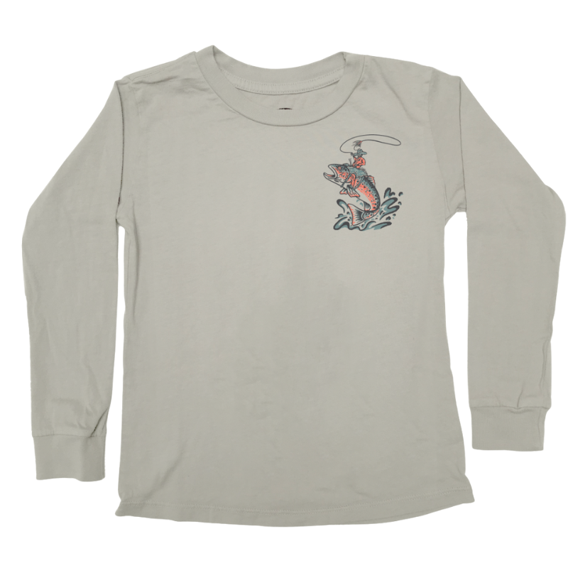 Tiny Whales - 'First Rodeo' LS Tee in Granite (front/back graphic)