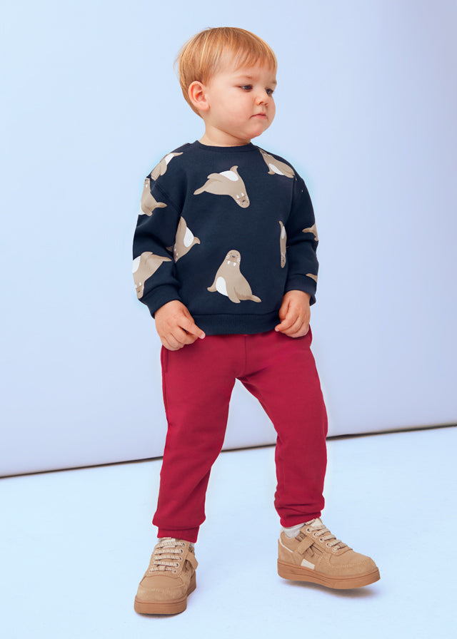 Mayoral - Baby Boys Fleece Joggers in Red