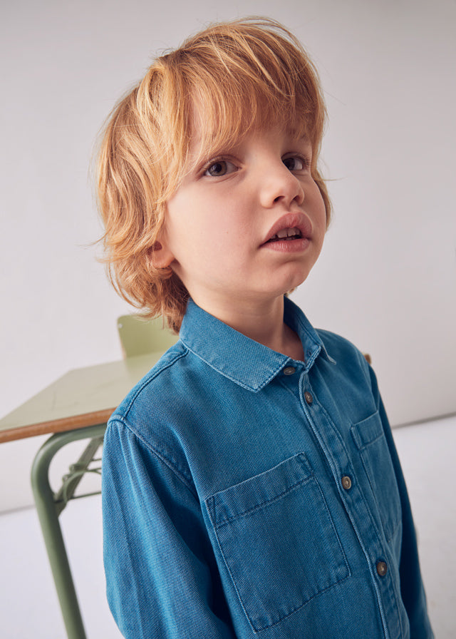 Mayoral - Long-Sleeved Soft Medium Denim Shirt