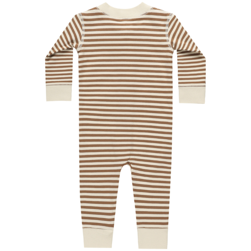 Quincy Mae - Zip Long Sleeve Striped Sleeper in Cinnamon