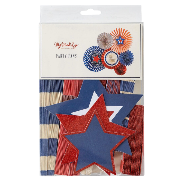 Paper Party Fans in Stars/Stripes - Set of 6