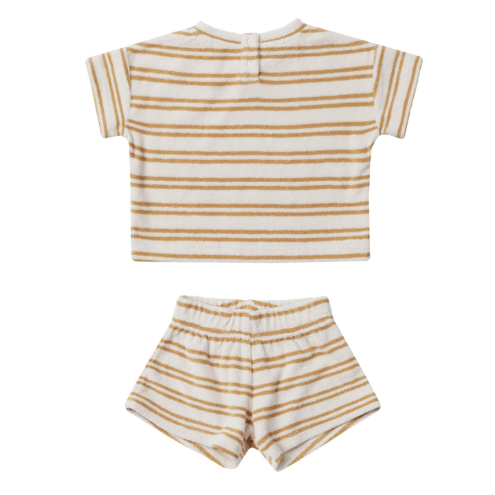 Quincy Mae - Terry Tee and Shorts Set in Honey Stripe