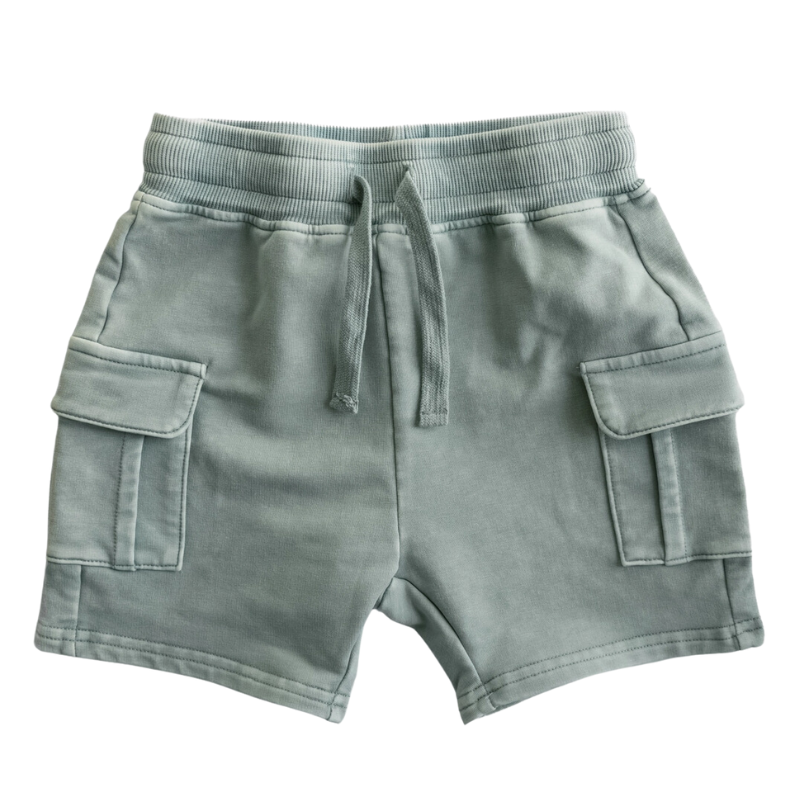 Boys acid wash shorts in Jade