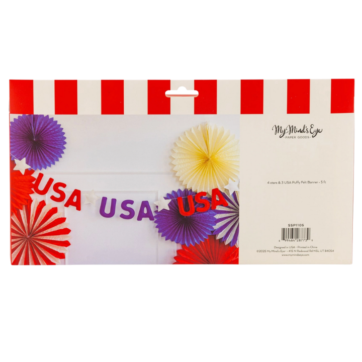 USA Puffy Felt Banner in Red/White/Blue