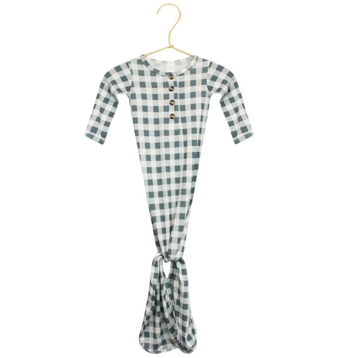 Lou Lou & Co - Infant Gingham Knotted Gown in Pine Green