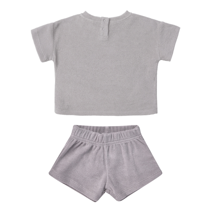 Quincy Mae - Terry Tee and Shorts Set in Periwinkle