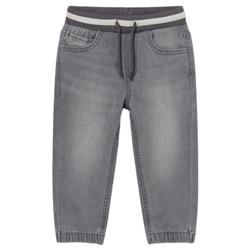 Mayoral baby boy soft denim joggers in grey