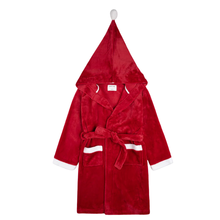 Petit Lem - Plush Hooded Holiday Robe in Scarlet (4/5)