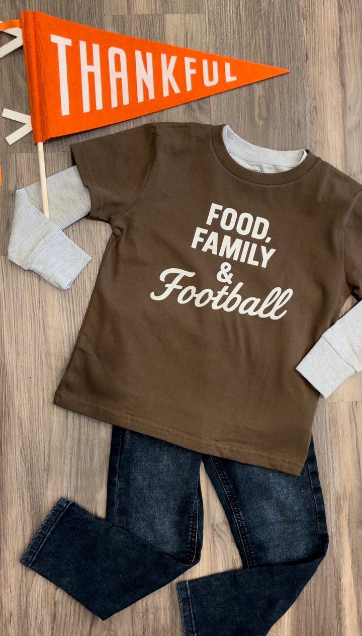 The Wishing Elephant - Food, Family, & Football Tee in Cocoa