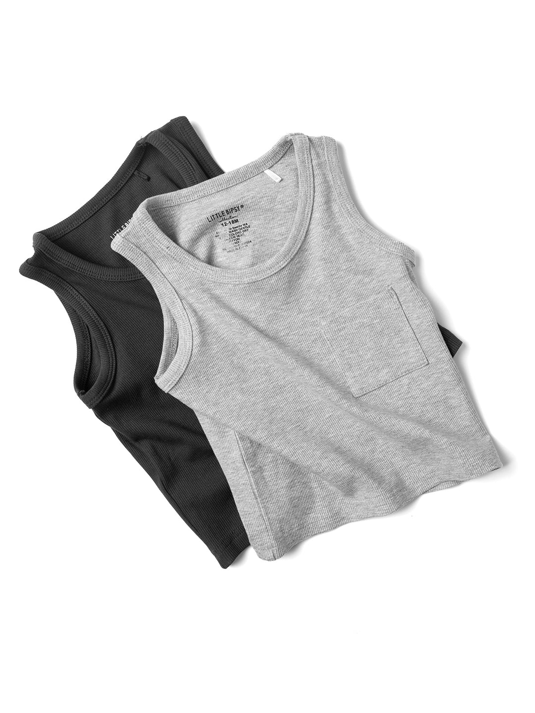 Little Bipsy Ribbed Tank in Charcoal