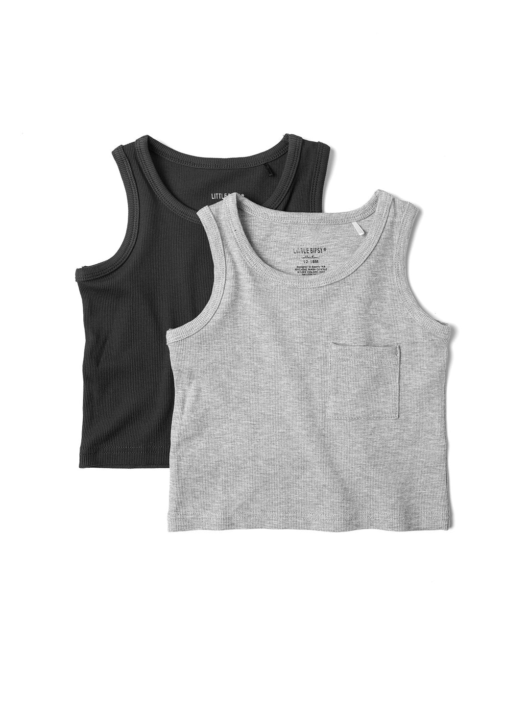 Little Bipsy Ribbed Tank in Charcoal
